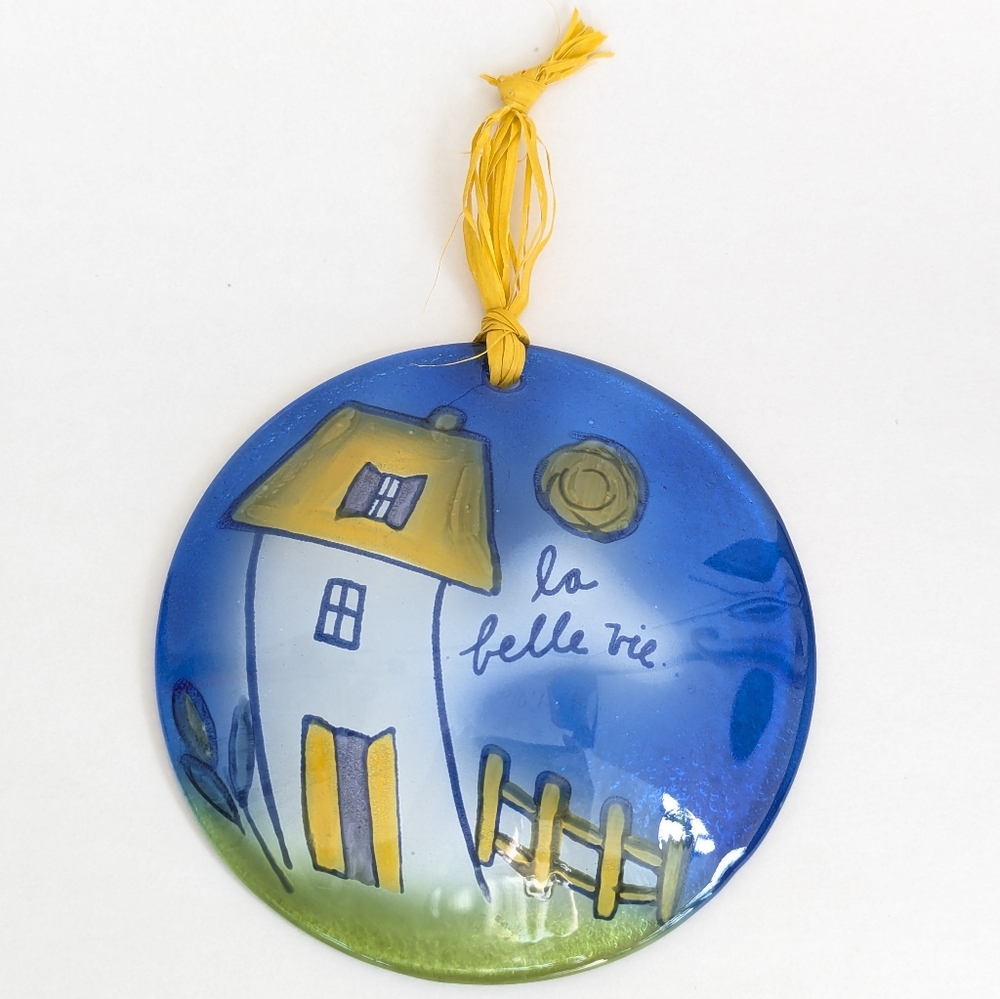 L'OISEAU DE BOIS INC. "La Belle Vie" Hanging Glass Ornament Made in Quebec Blue